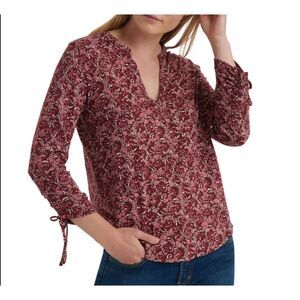 NWT Lucky Brand Flowy Boho Cottage Core Hippy Paisley V Neck Peasant Women's L